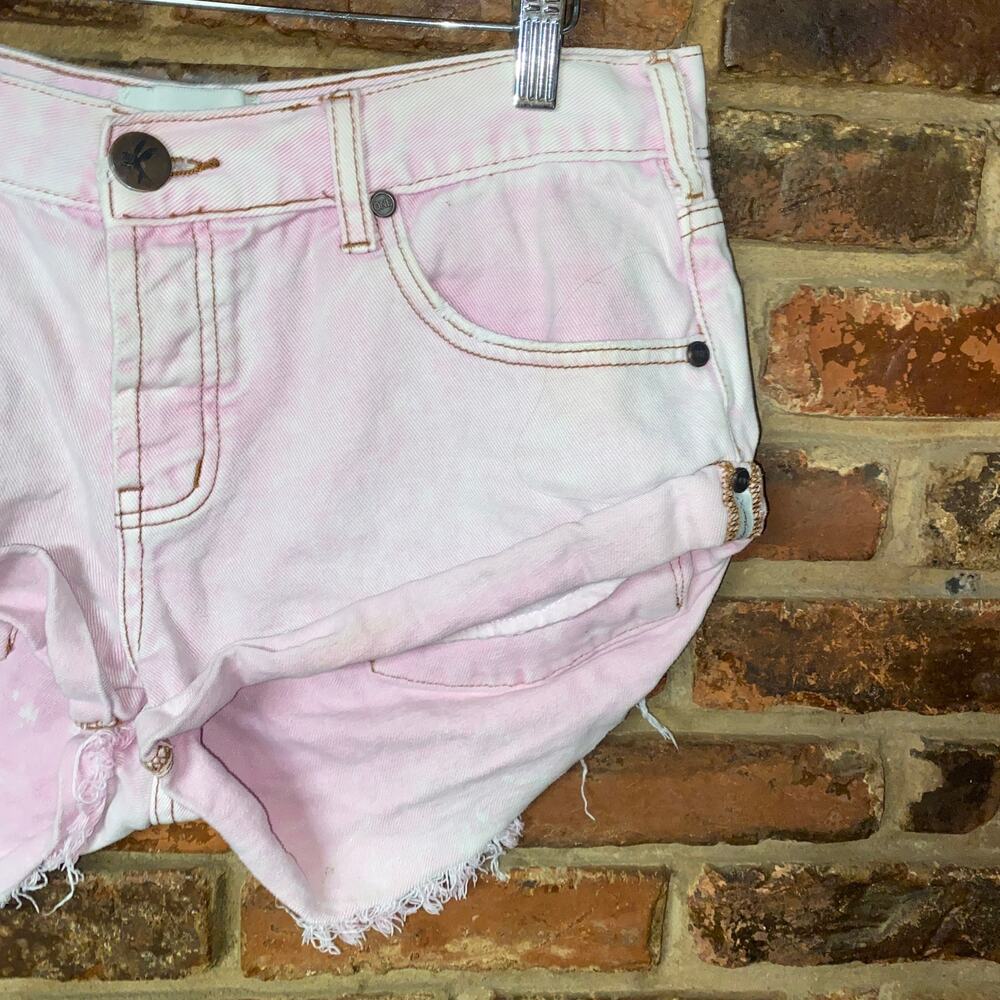 One Teaspoon Pink Tie Dye Denim Bandits Mini Micro Jean Shorts Women's Size 28 - Picture 2 of 9